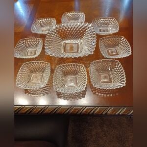 9pc. Vintage Indiana Diamond bowl and serving bowls